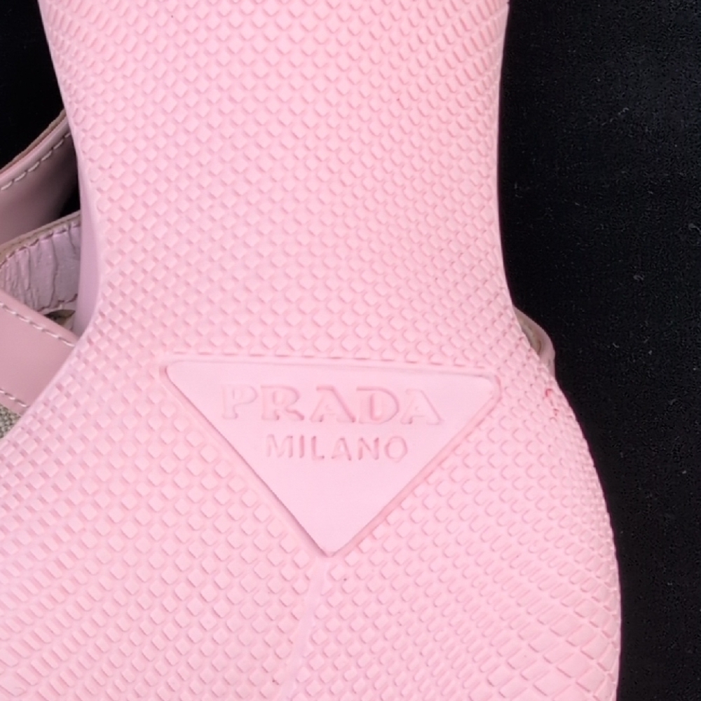 Prada Pink and Tan Slingback Heels - Picture 4 of 8